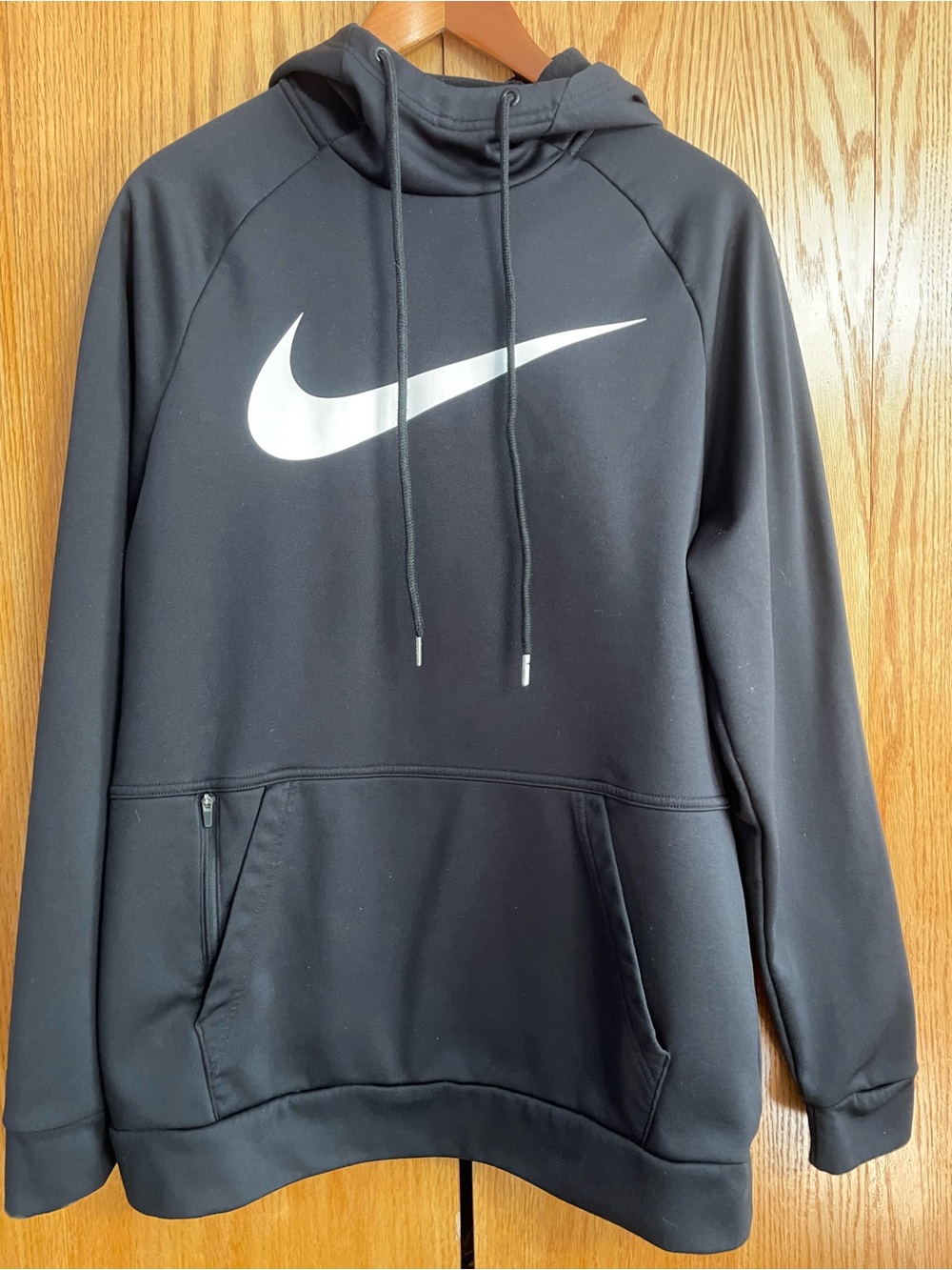 Nike Black Pullover Hoodie with White Swoosh Logo